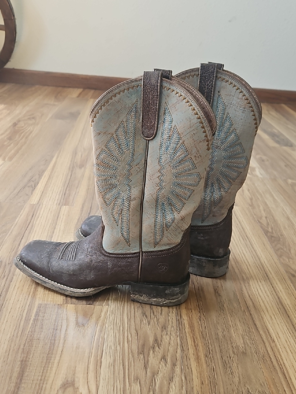 Womens Ariat Round Up Rio Dark Bronze/Jade Boot